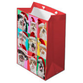 Honden en katten met kerstbaard medium cadeauzakje (Voorkant Gekanteld)