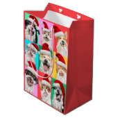 Honden en katten met kerstbaard medium cadeauzakje (Achterkant Gekanteld)