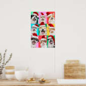 Honden en katten met kerstbaard poster (Keuken)