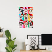 Honden en katten met kerstbaard poster (Thuiskantoor)