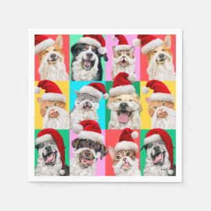 Honden en katten met kerstbaard servet