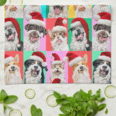 Honden en katten met kerstbaard theedoek (Gevouwen)