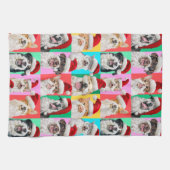 Honden en katten met kerstbaard theedoek (Horizontaal)
