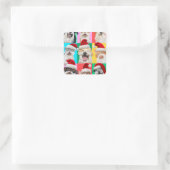 Honden en katten met kerstbaard vierkante sticker (Tas)