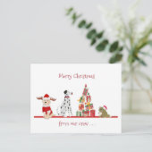 Honden en katten met kerstcadeaus feestdagenkaart (Staand voorkant)