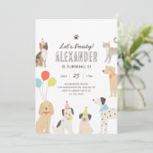 Honden en katten Puppy Kitten Let's Pawty Verjaard Kaart (Staand voorkant)