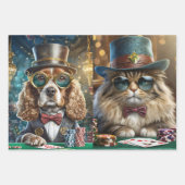 Honden en katten spelen poker, saloon inpakpapier vel (Voorkant)