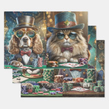 Honden en katten spelen poker, saloon