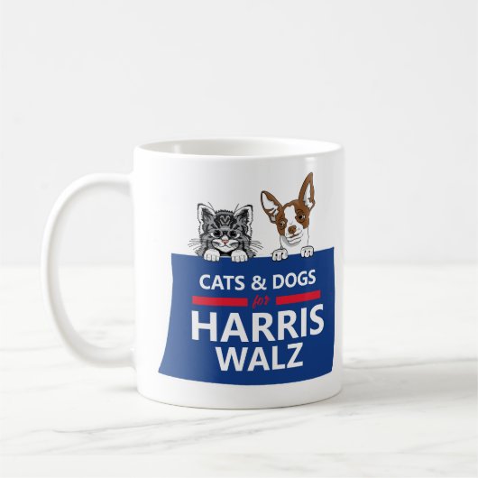 Honden en katten voor Harris Walz Koffiemok (Links)