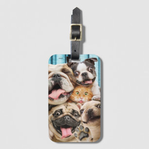 Honden en kattengroepfoto's bagagelabel