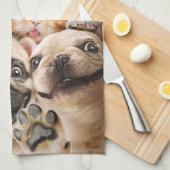 Honden en kattengroepfoto's theedoek (Quarter Fold)