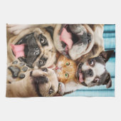 Honden en kattengroepfoto's theedoek (Horizontaal)