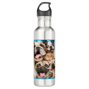 Honden en kattengroepfoto's waterfles 