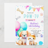 Honden- en kattenverjaardagsuitnodiging kaart (Voorkant / Achterkant)