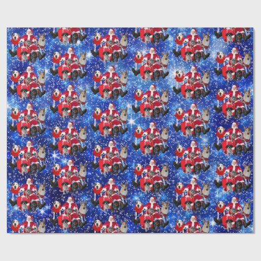 Honden en Kerstman  Cadeaupapier (Vlak)