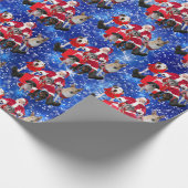Honden en Kerstman  Cadeaupapier (Hoek)