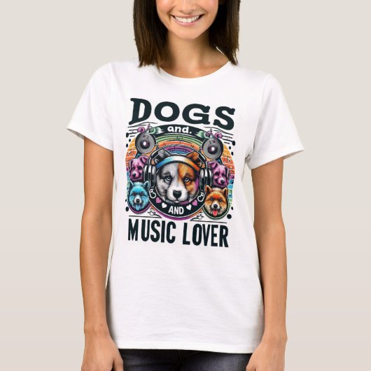 Honden en muziekliefhebber t-shirt (Voorkant)