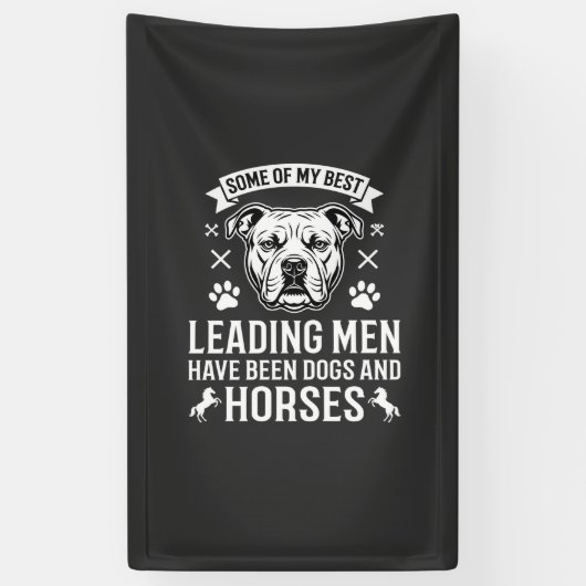 Honden En Paarden Leiden Mannen Spandoek (Verticaal)