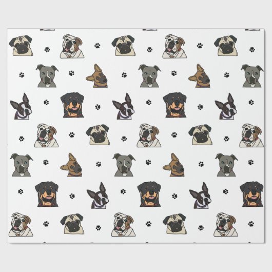 Honden en poten cadeaupapier (Vlak)