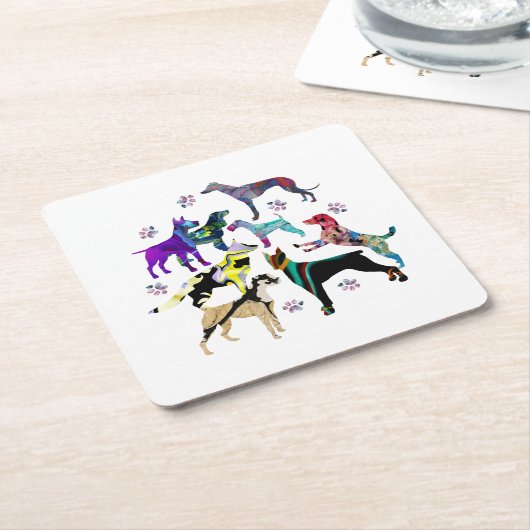 Honden en poten kartonnen onderzetters (Schuin)