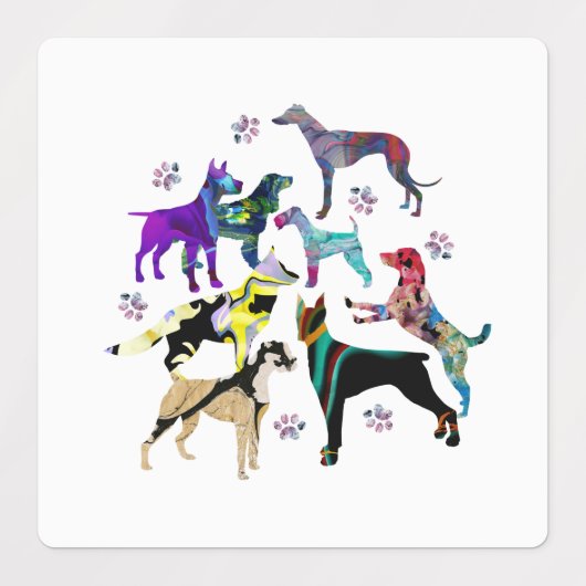 Honden en poten labels (Design 1)