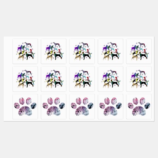 Honden en poten labels (Vel)