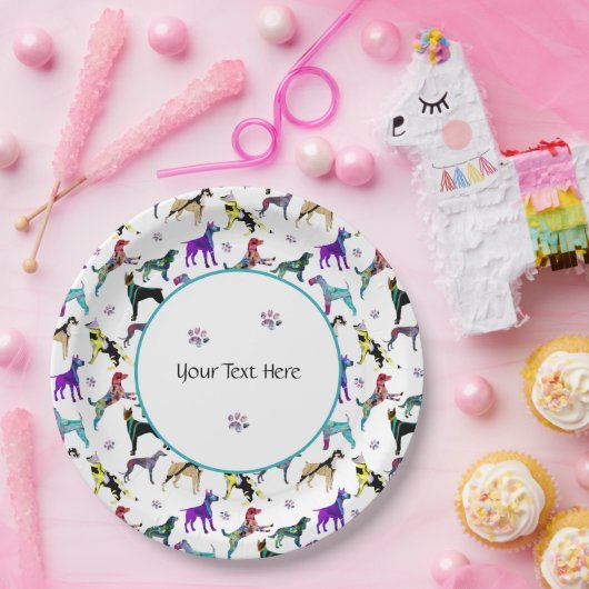 Honden en poten papieren bordje (Feest)
