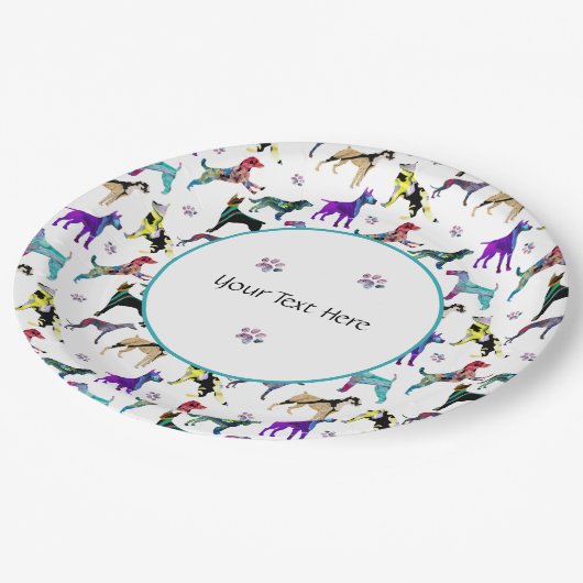 Honden en poten papieren bordje (Gekanteld)