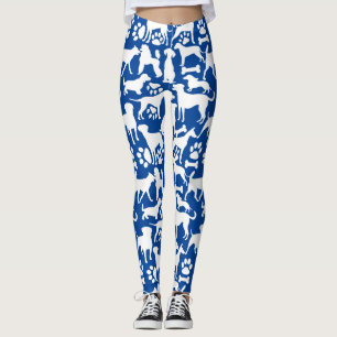 Honden en poten patroon 02.b Blue BG Leggings