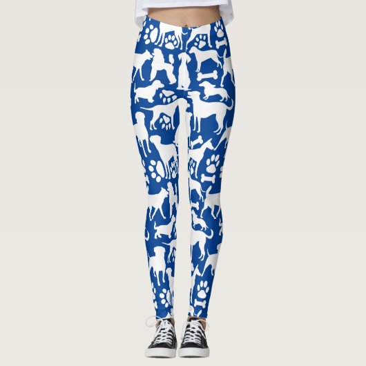 Honden en poten patroon 02.b Blue BG Leggings (Voorkant)