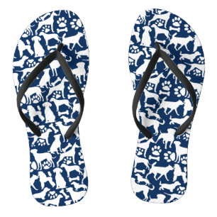 Honden en poten patroon 02.b DBlue BG Teenslippers