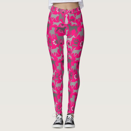 Honden en poten patroon 03.b BPink BG Leggings (Voorkant)