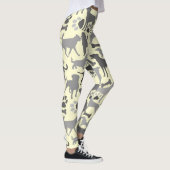 Honden en poten patroon 03.b Geel BG v2A Leggings (Rechts)