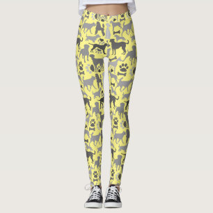 Honden en poten patroon 03.b Gele BG Leggings