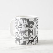 Honden en poten patroon 03.b White BG Cust Koffiemok (Voorkant links)
