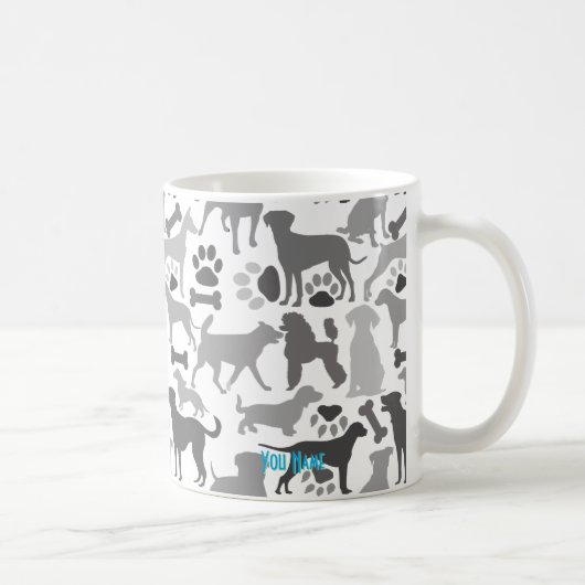 Honden en poten patroon 03.b White BG Cust Koffiemok (Rechts)