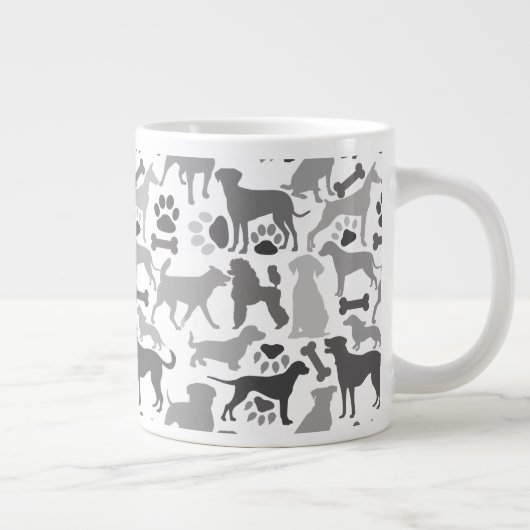 Honden en poten patroon 03.b Witte BG Grote Koffiekop (Rechts)