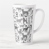 Honden en poten patroon 03.b Witte BG Latte Mok (Rechts)