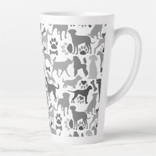 Honden en poten patroon 03.b Witte BG Latte Mok