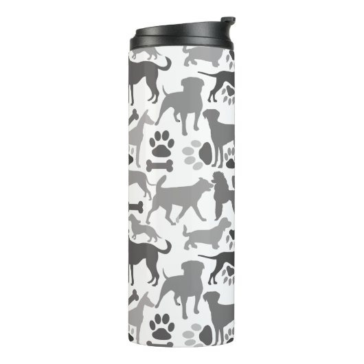 Honden en poten patroon 03.b Witte BG Thermosbeker (Gedraaid links)