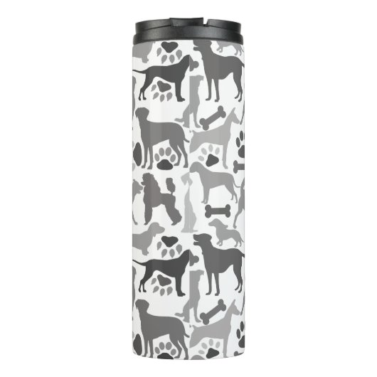 Honden en poten patroon 03.b Witte BG Thermosbeker (Achterkant)