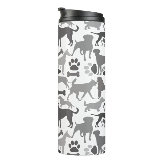 Honden en poten patroon 03.b Witte BG Thermosbeker (Geroteerd rechts)