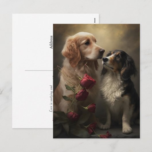 Honden en Rozen Valentijn/Jubileum Wenskaart Feestdagenkaart (Voorkant / Achterkant)