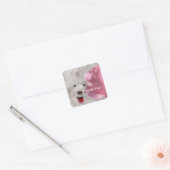 Honden en Rozen Vierkante Sticker (Envelop)