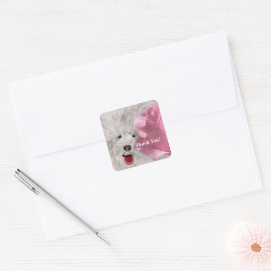 Honden en Rozen Vierkante Sticker (Envelop)