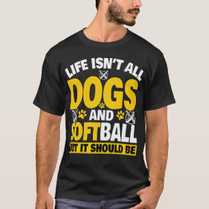 Honden en Softbal Grappige Softbal Lange Mouwen T- T-shirt