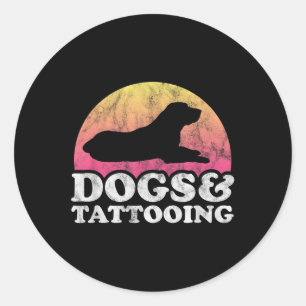 Honden en tatoeëren van Mannen of vrouwelijke hond Ronde Sticker