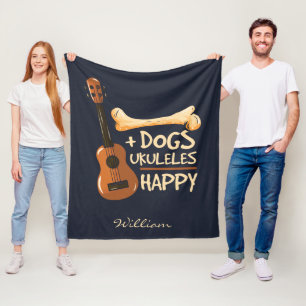Honden en Ukulele maken me gelukkig Fleece Deken