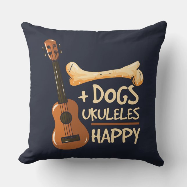 Honden en Ukulele maken me gelukkig Kussen (Voorkant)