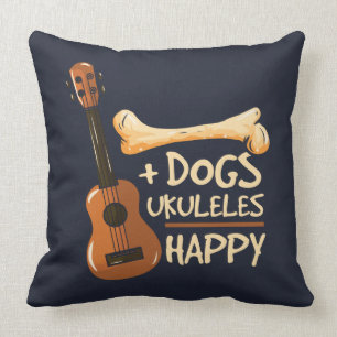Honden en Ukulele maken me gelukkig Kussen